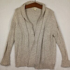 Dakini Womens Shawl Collar Open Front Cardigan Sweater Oatmeal Beige Marl Medium